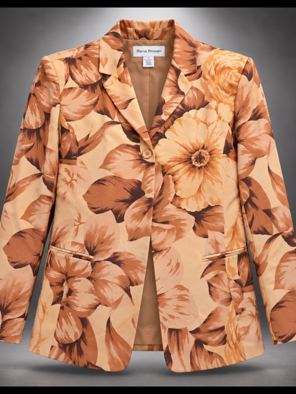 Vintage Rena Rowan Orange Floral Silk Jacket Sz 8